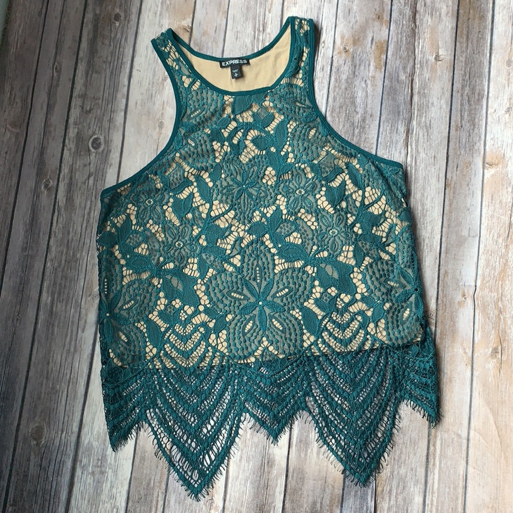 Express Cropped Sleeveless Lace Top